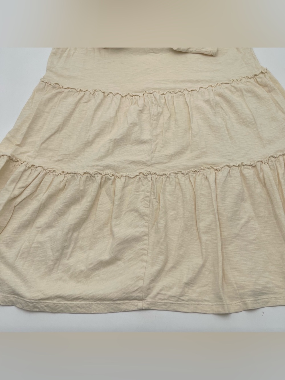 LUSH Sleeveless Notched V-neck Tiered Ruffle Cotton Mini Dress Sz Small Cream - Picture 6 of 11